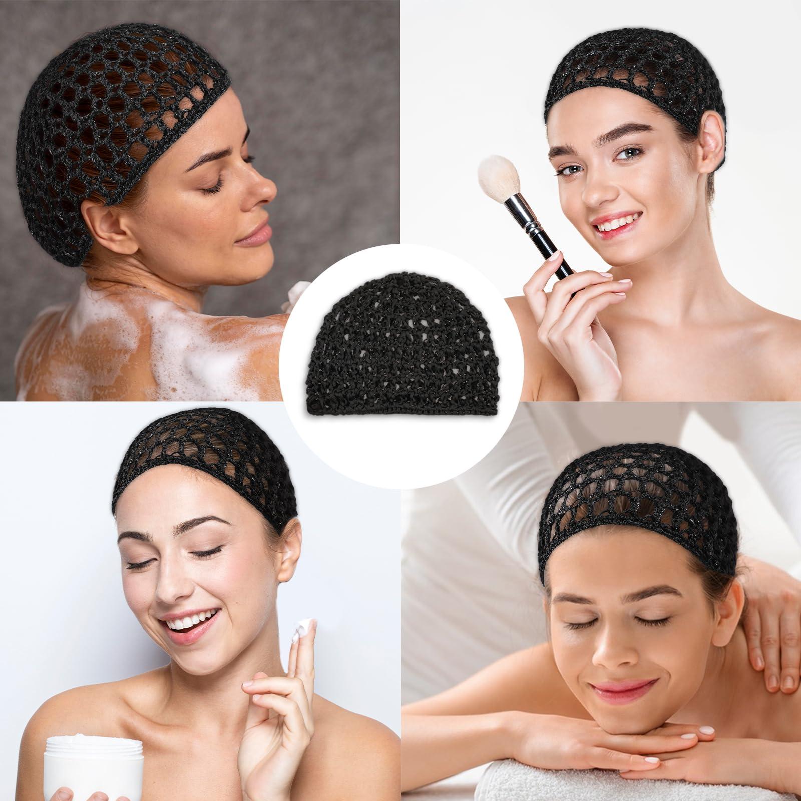 Abeillo Abeillo 3PCS Crochet Hair Net, Hair Wrap Net, Mesh Wrapping Hair Nets Cap Soft Reusable Crocheted Sleep Cap for Women, Hair Wrap for Sleep Hair Silk Tidy (Black)