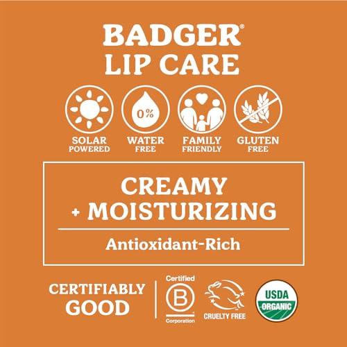 Badger Badger - Cool Mint Lip Butter, Moisturizing Organic Coconut Oil, Beeswax, Sunflower & Peppermint Oil