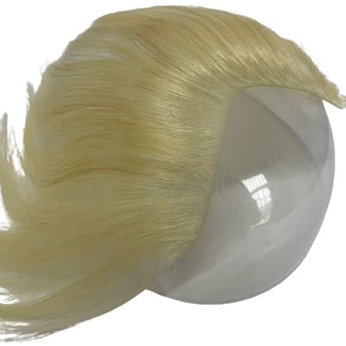 Voloria Voloria Frontal Hairpiece for Women Human Hair Extensions Forehead Hairline PU Skin Toppers Hair Replacement Toupee (1.18x6.69 Inch, 613 Blonde Color)