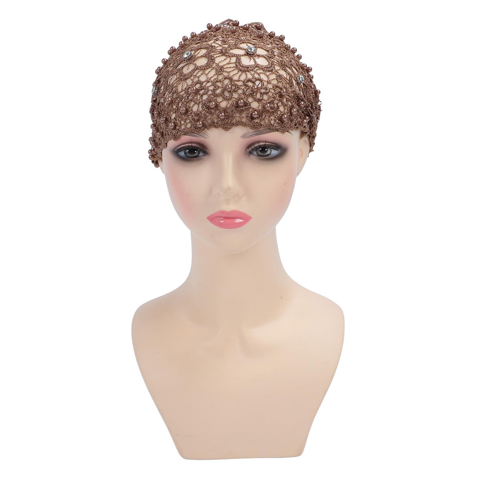 Fabater 5Pcs Elastic Lace Headbands, Fashion Floral Mesh Headband with Pearl Trim for Women for Daily Makeup Chore