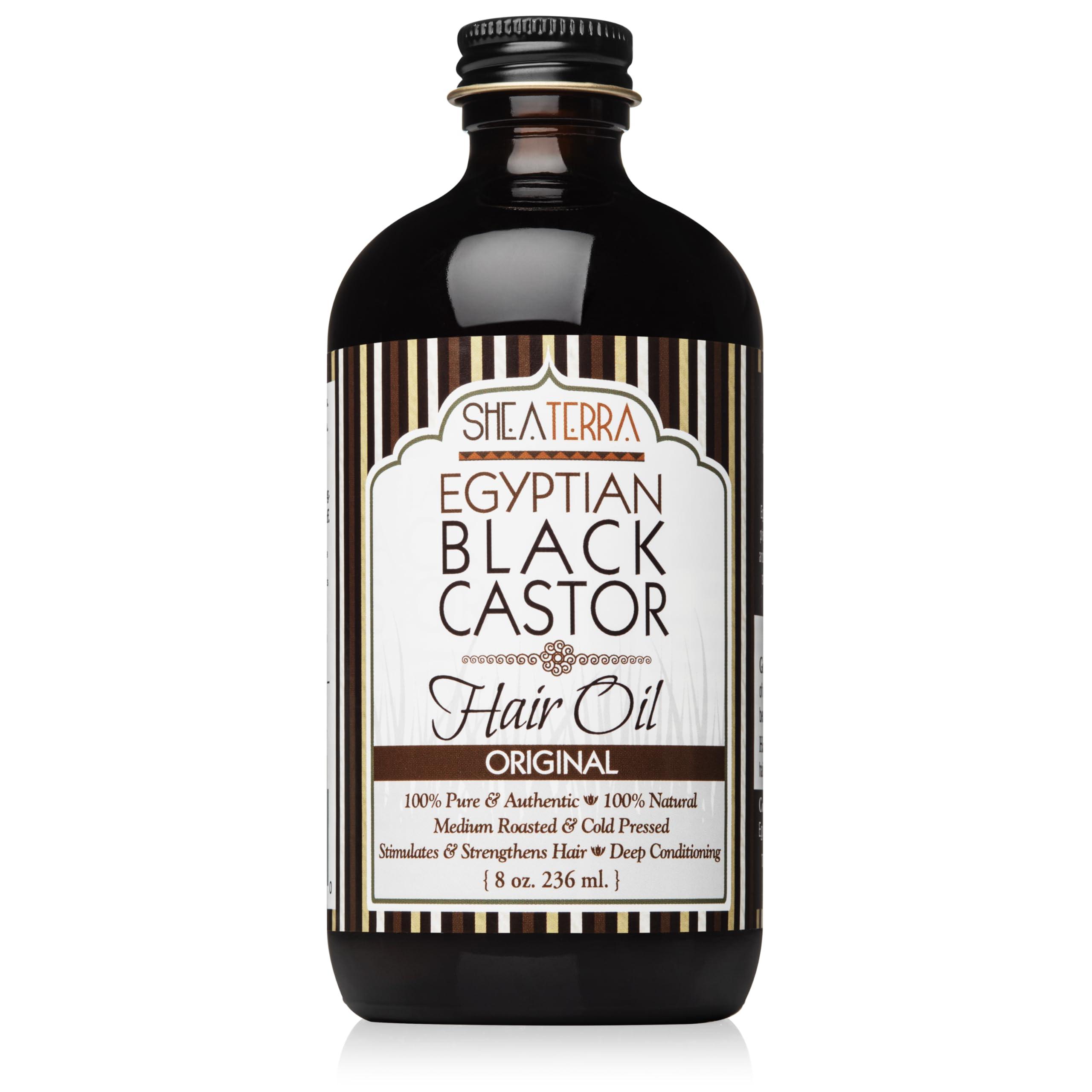 Shea Terra Organics Shea Terra Organics 100 Percent Pure Egyptian Black Castor Extra Virgin Oil | All-Natural Strengthening and Conditioning Hair Oil for Healthy Hair Growth and Scalp– 8 oz