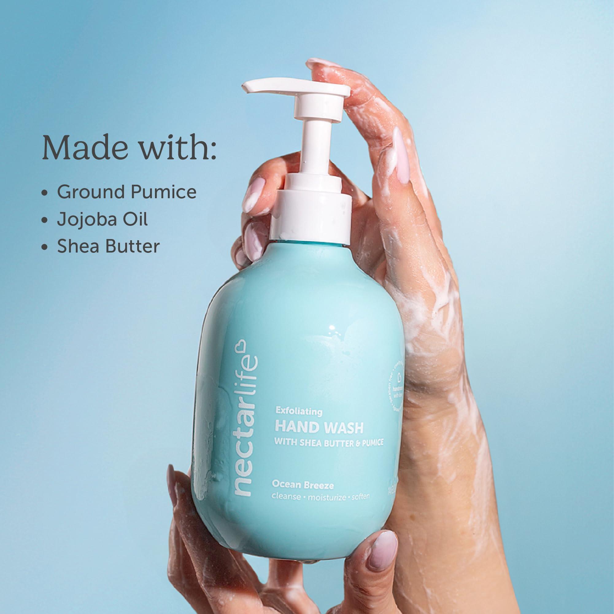 Nectar Bath Treats Nectar Life Exfoliating Hand Wash with Shea Butter & Pumice, Ocean Breeze Scent, Set of 3