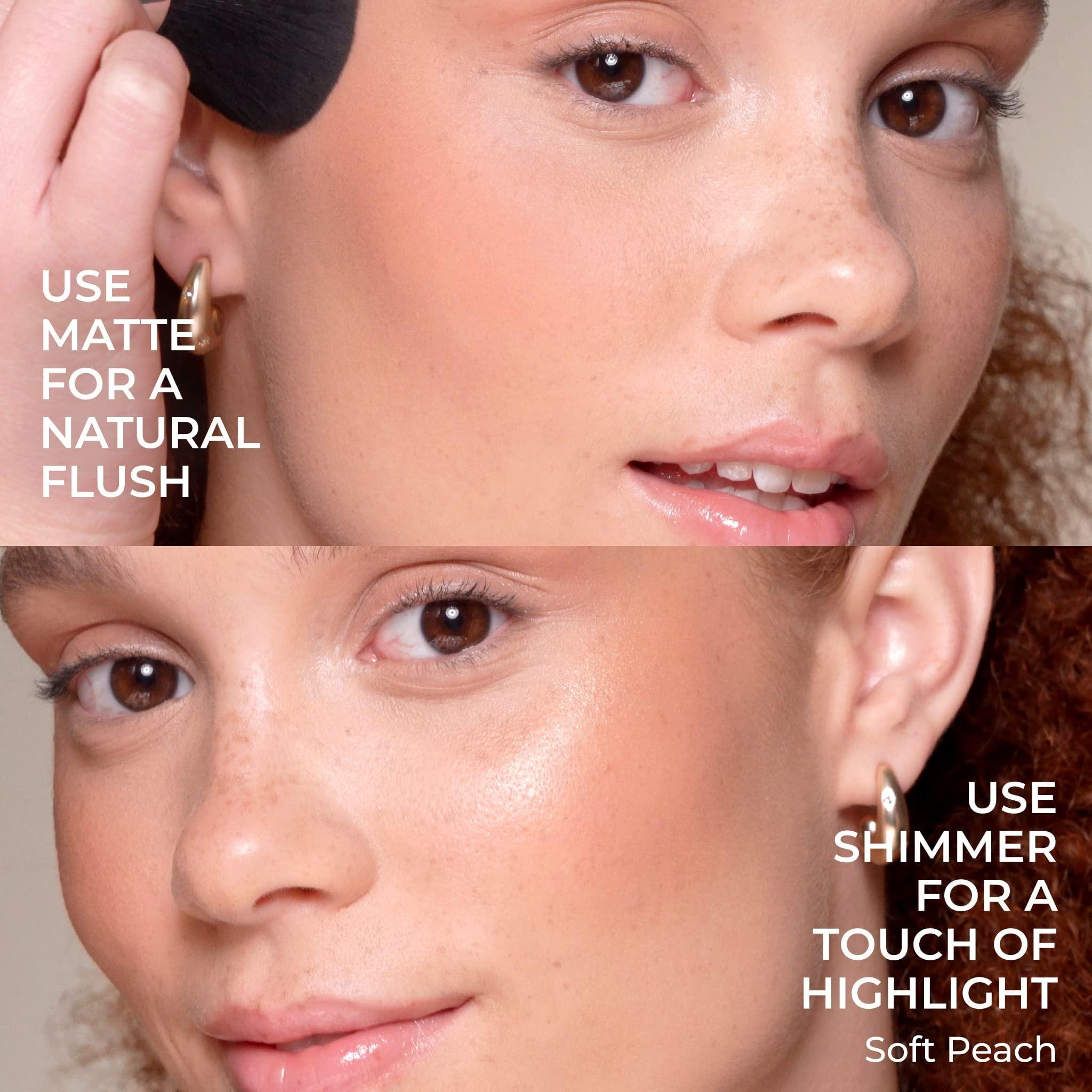 Cover FX COVER FX Monochromatic Powder Blush Duo - Soft Peach: Peachy Nude - Matte + Shimmer Finish - Create Custom, High Impact Color