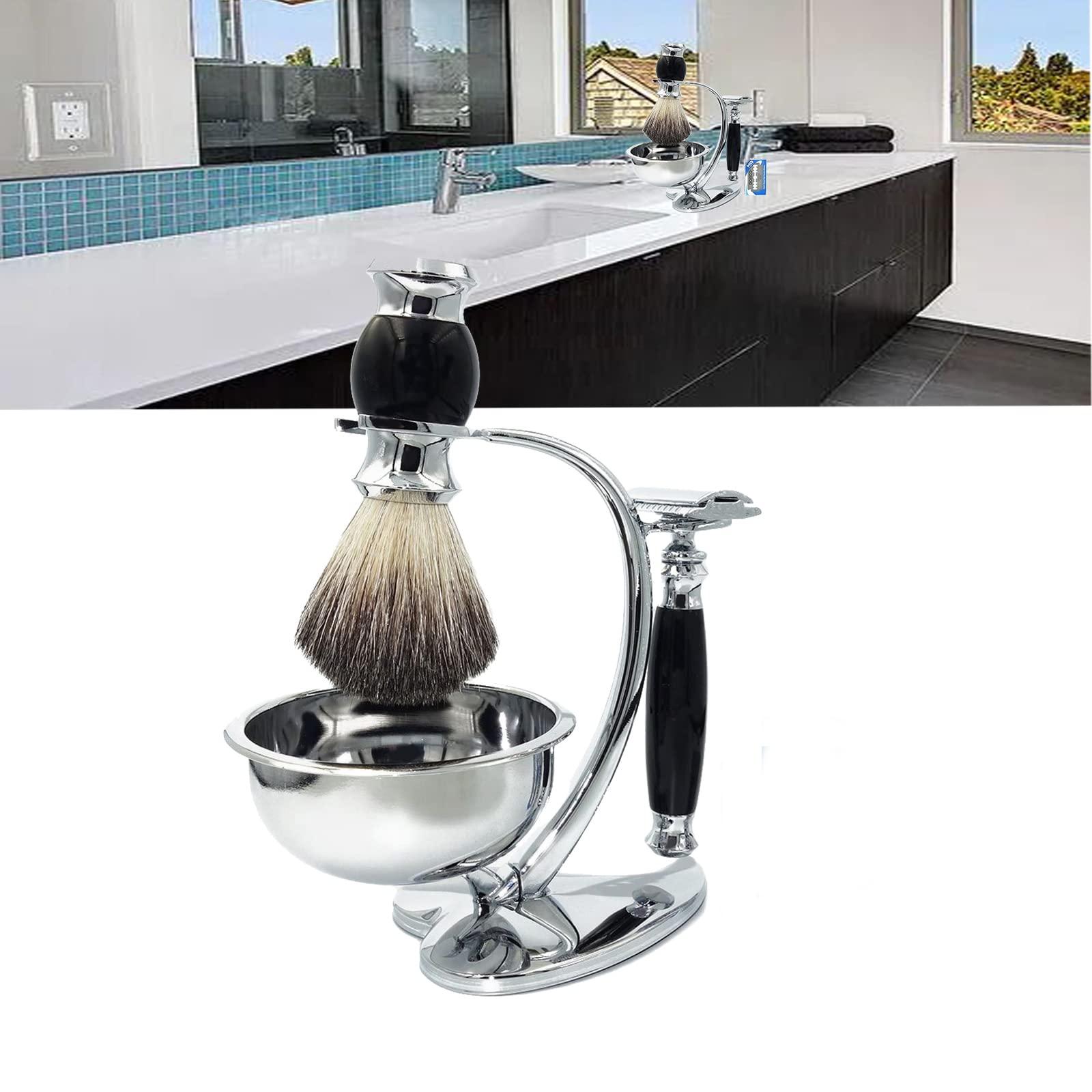 Magyfosia Magyfosia Classic Men's Double Edge Safety Razor Kit includes Pure Badger Hair Shaving Brush,Heart Shape Razor & Brush Stand Holder and Shaving Bowl Christmas Original Gift Set