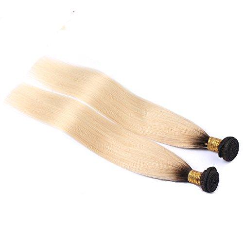 DaJun DaJun Blonde Hair Bundles Platinum Blond Hair Weave #613 Natural Straight wefts 100g/pc #1b/613 100% Brazilian Remy Human Hair Extensions 8" 1b/613