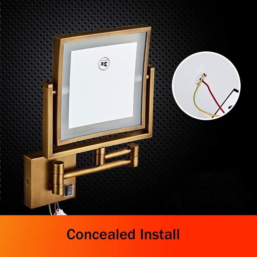 Suuim Makeup Mirror Makeup Mirror, Bathroom Shaving Mirror Wall Mounted LED Illuminated Makeup Mirror 8X Magnification Extending Folding Double Side with Dr