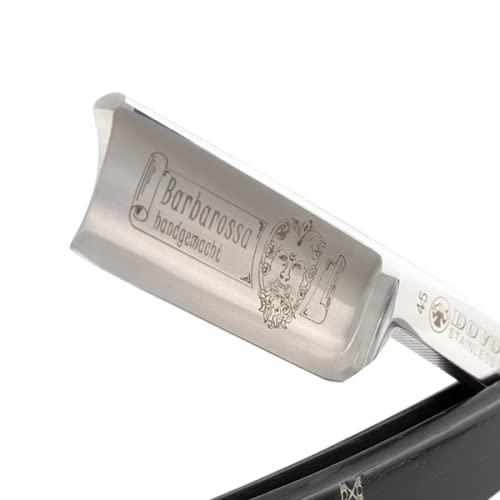 DOVO DOVO Barbarossa Moustache 46581 German Straight Razor | Carbon Steel | 5/8 Size | Full Hollow Ground | Round Point | Shortened Cutting Length | Ebony Wood Handle |, 1 ct.