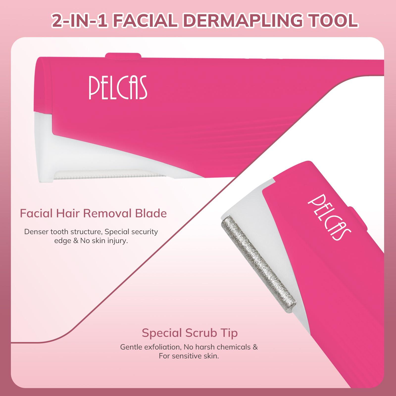 PELCAS PELCAS Electric Dermaplaning Tool for Face with LED Light, Mini Dermaplaning Razor Kit for Women with 6 Replace Blades 3 Speeds Facial Peach Fuzz Exfoliation & Hair Removal At Home BV18-712 Rose Pink