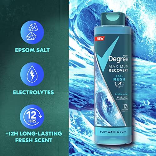 Degree Men Degree Men Maximum Recovery Body Wash & Soak For Post-Workout Recovery Skincare Routine Cool Rush + Epsom Salt + Electrolytes Bath and Body Product 22 oz
