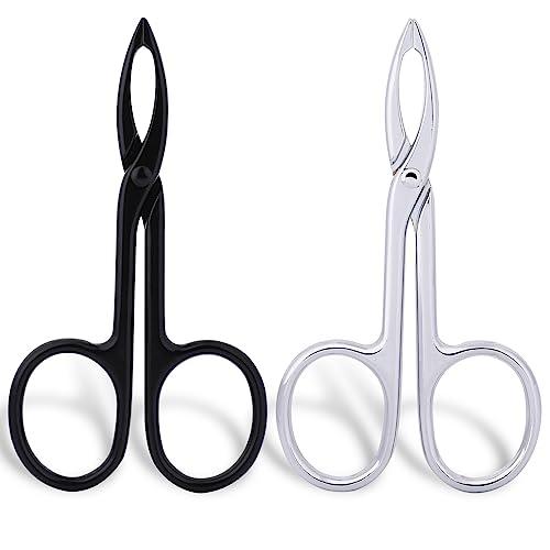 KALIONE 2 Pieces Tweezers Scissor Handle Straight Tip Eyebrows Tweezers Scissors Shaped Eyebrow Plucker Tweezers for Facial Hair Plucker Remover Eyebrows Care