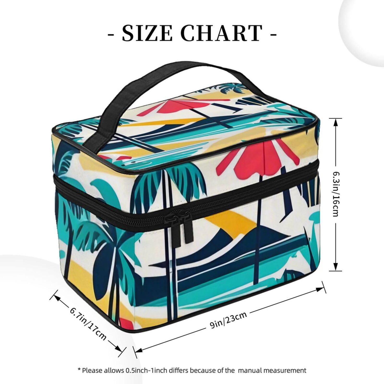 QASDFGHR QASDFGHR Small Tropical Beach Print Makeup Bag,Travel Cosmetic Bag with Zipper for Women Square Make Up Bags Organizer