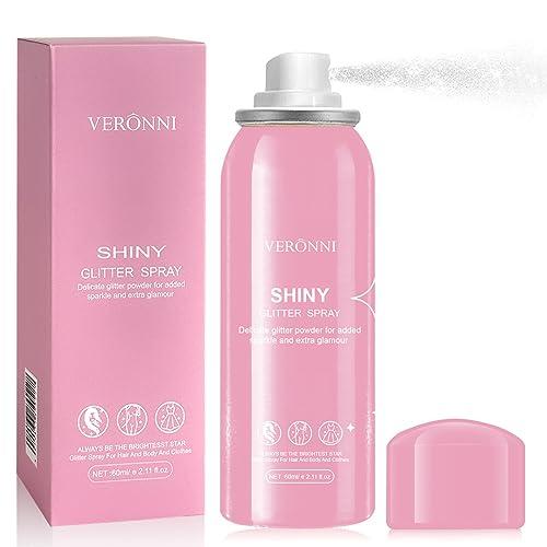 VERONNI Body Glitter Spray, Glitter Spray for Hair and Body,Face Glitter Makeup Body Shimmer Spray PowderLightweight High Pigmented Quick Dry Long-Lasting Hair Glitter Music Party Rave Festival Accessories