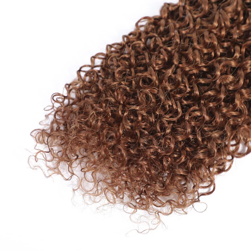 ZevPiul Brown Human Hair Bundles Color #30 Curly Human Hair Bundles 18 20 22 Inch 8A Brazilian Virgin Light Brown Curly Bundle Human Hair Weave Double Weft Color #30 Bundles Human Hair Weave