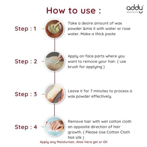 SHIVEEX STORE Herbal Face Wax Powder for Women (Rose) 7 minute Natural Painless Instant Hair Removal Cleans Dead Skin Cells D-Tan & Skin Unwanted Hair Organic Facial Wax Powder 100g, White