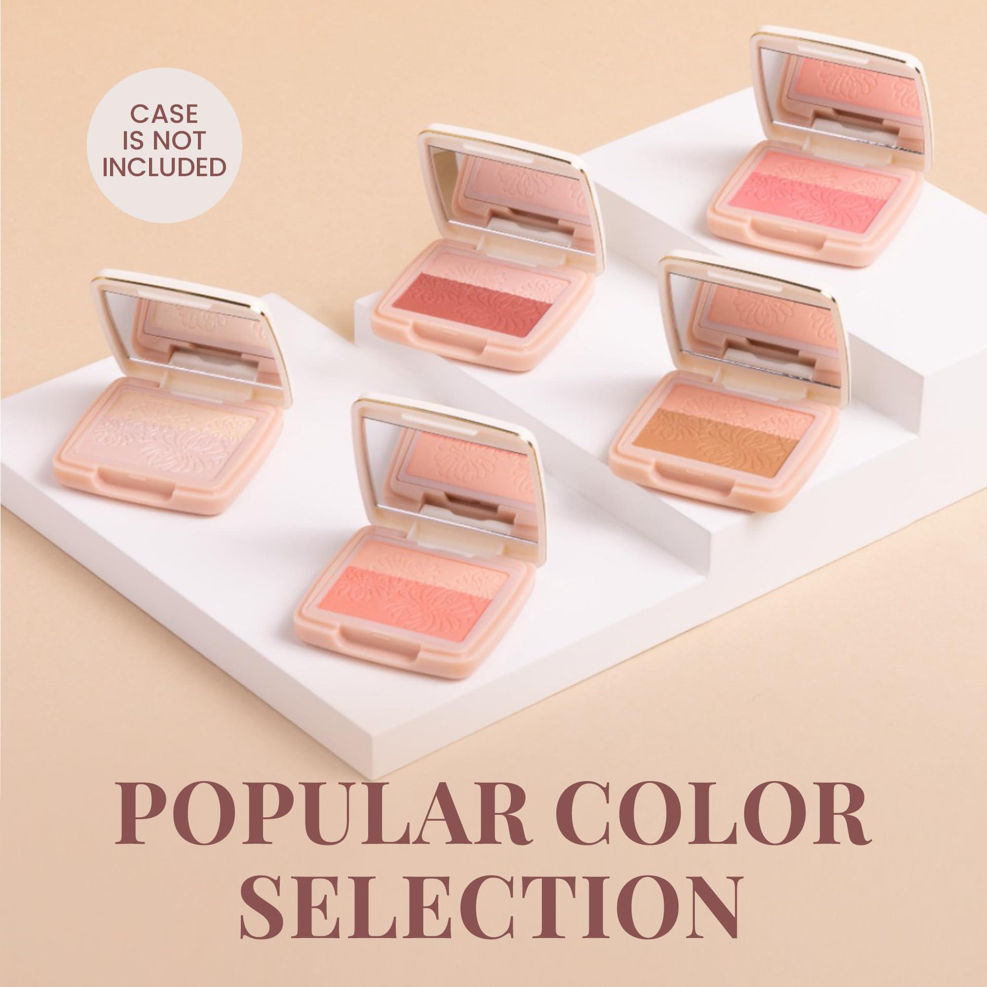 Paul & Joe Paul & Joe Pressed Blush Palette Refill Only, Case Sold Separately, Oil-Absorbing Blush Powder, Bi-Color Face Blushes with Fitting Veil Powder, Light Pink and Light Orange, 02 Confiserie, 0.17 oz