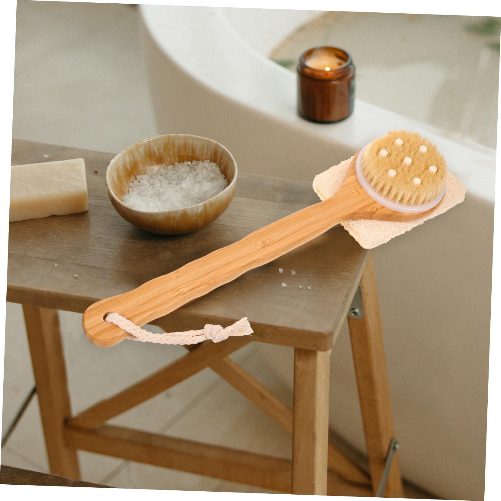 Beaupretty Beaupretty Natural Loofah Stick Bath Brush Handle Body Skin Scrubber for Shower Bath