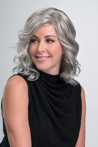 Jon Renau Maxwigs Julianne Avg Cap Color 92 Chunky Monkey - Jon Renau Wigs 12.25\" Length Synthetic Smart Lace Front Monofilament Top Women\'s Wavy Curly Pre-Styled Multi-Directional Parting Bundle MaxWigs Booklet, Comb