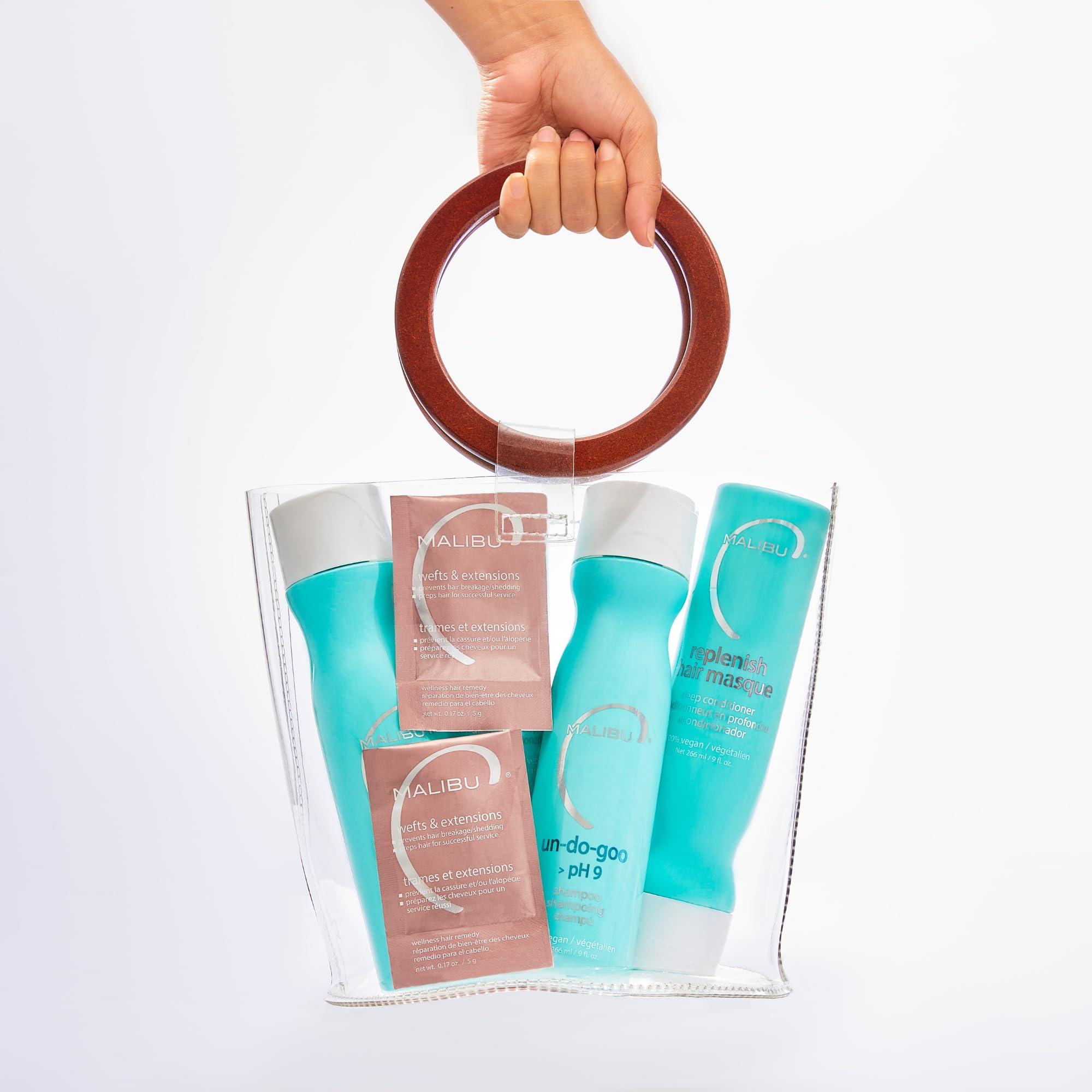 Malibu C Malibu C Wefts & Extensions Wellness Hair Remedy (1 Packet) - Removes Build Up + Prevents Hair Breakage - Prepares Natural Hair for Hair Extension Application