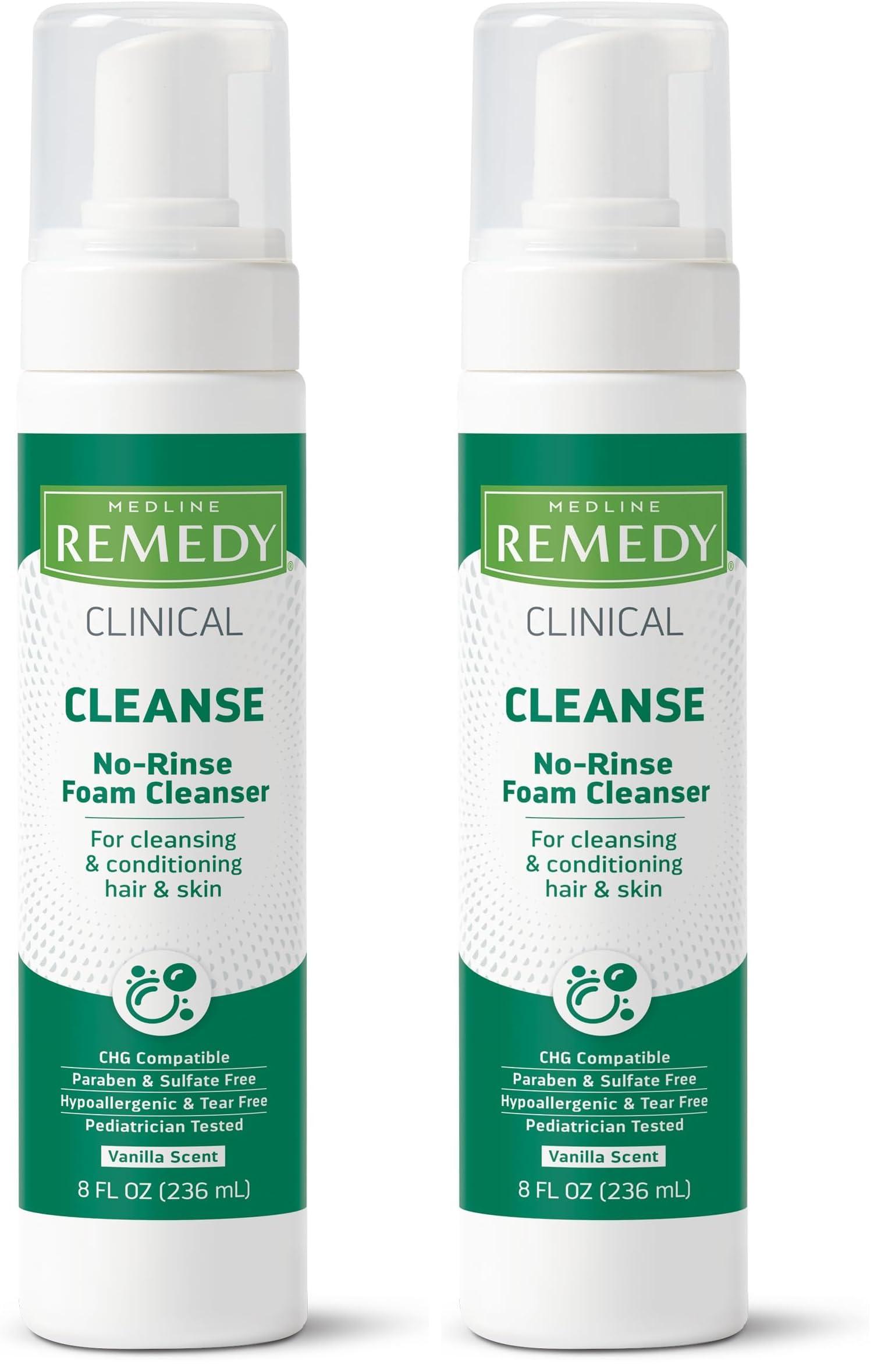 Medline Remedy Medline Remedy Phytoplex Hydrating Cleansing Foam, No-Rinse Body Wash and Shampoo, Paraben and Sulfate-Free, 8 fl oz (Pack of 2)