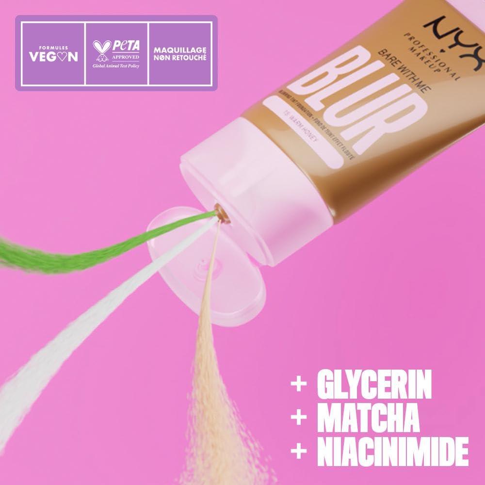 NYX PROFESSIONAL MAKEUP NYX PROFESSIONAL MAKEUP Bare With Me Blur Skin Tint Foundation Make Up with Matcha, Glycerin & Niacinamide - Deep Bronze