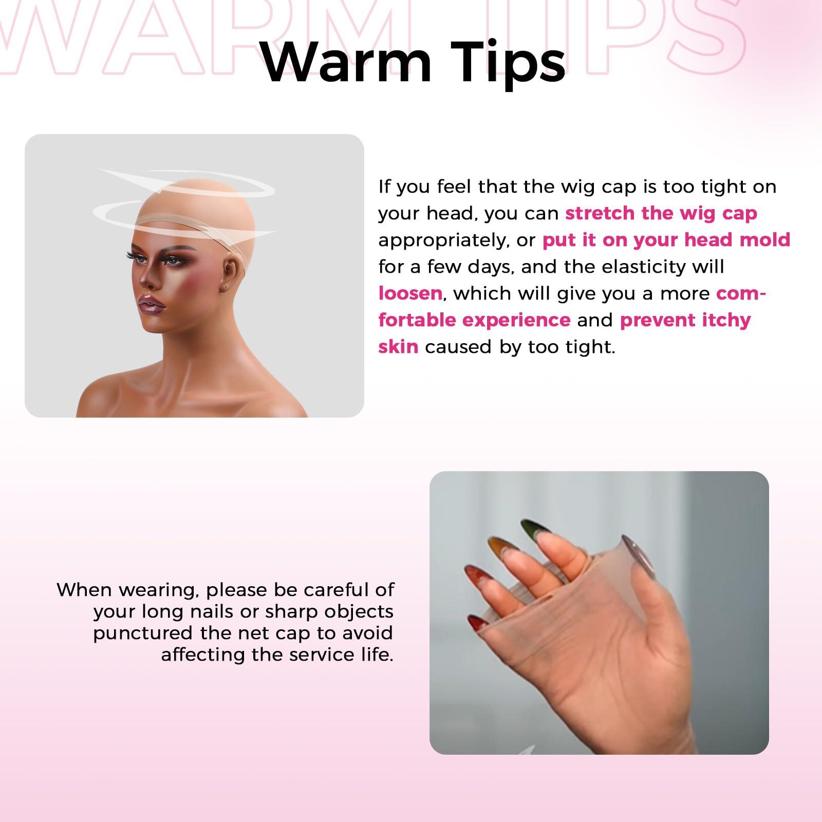 Lashey Lashey HD Wig Cap 12 Pieces Nude Color Skin-friendly wig Caps Invisible and Breathable Wig Grip Cap for Women Sheer Stretchy Wig Caps