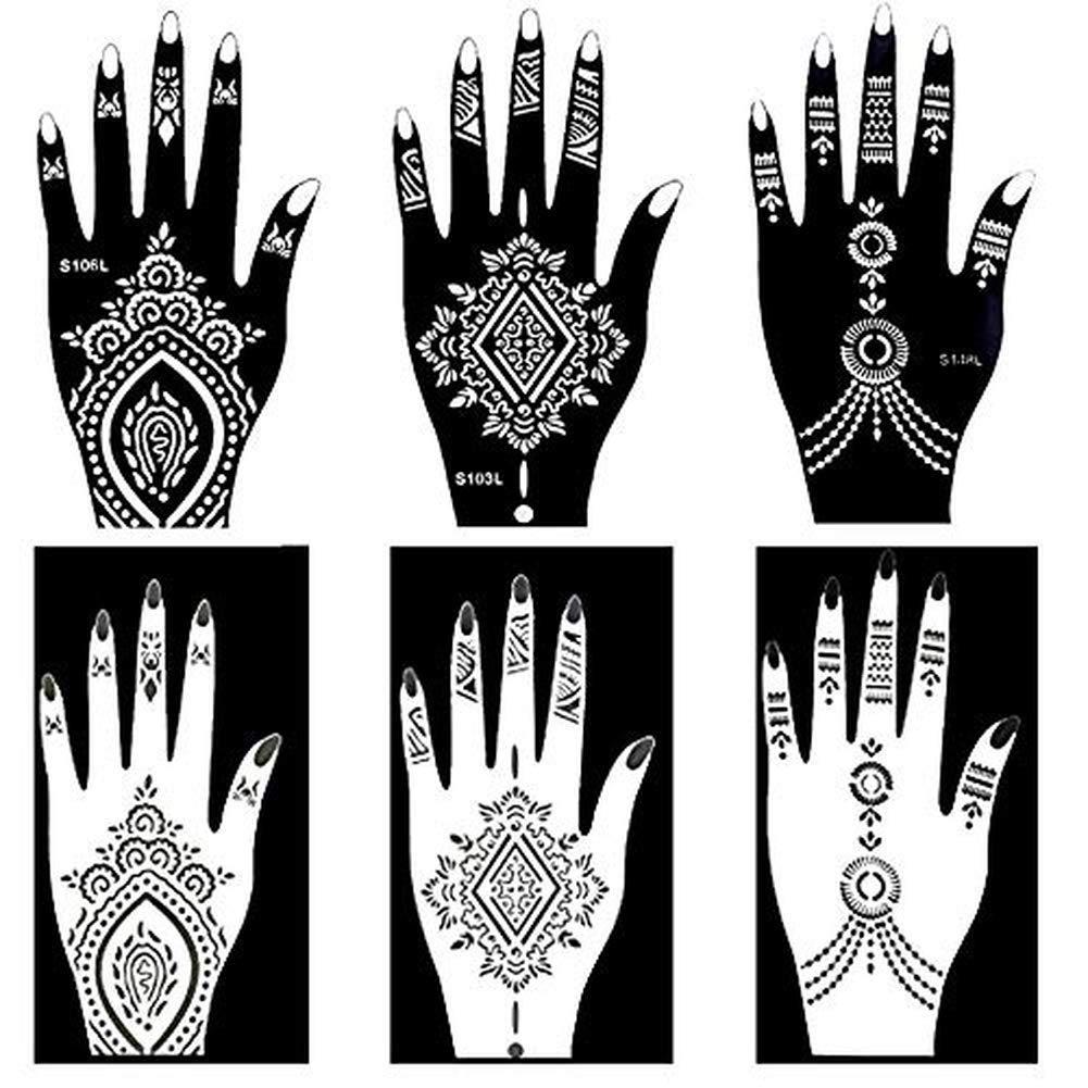 XMASIR XMASIR Temporary Tattoo Kit, 16 Sheets Henna Tattoo Stencil Indian Arabian Tattoo Templates for Girls and Women Body Art Paint