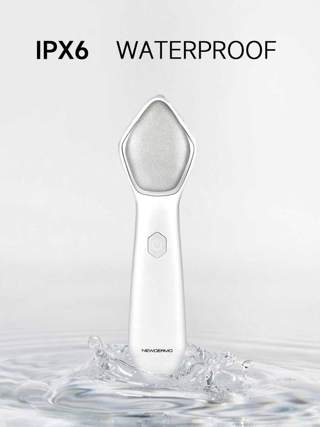 NEWDERMO NEWDERMO Microdermabrasion Machine Pro, Large Diamond Electric Microdermabrasion Wand Tool With Red Light Therapy & 3 Levels Frequency for Face Body Exfoliate Skin Care(White)