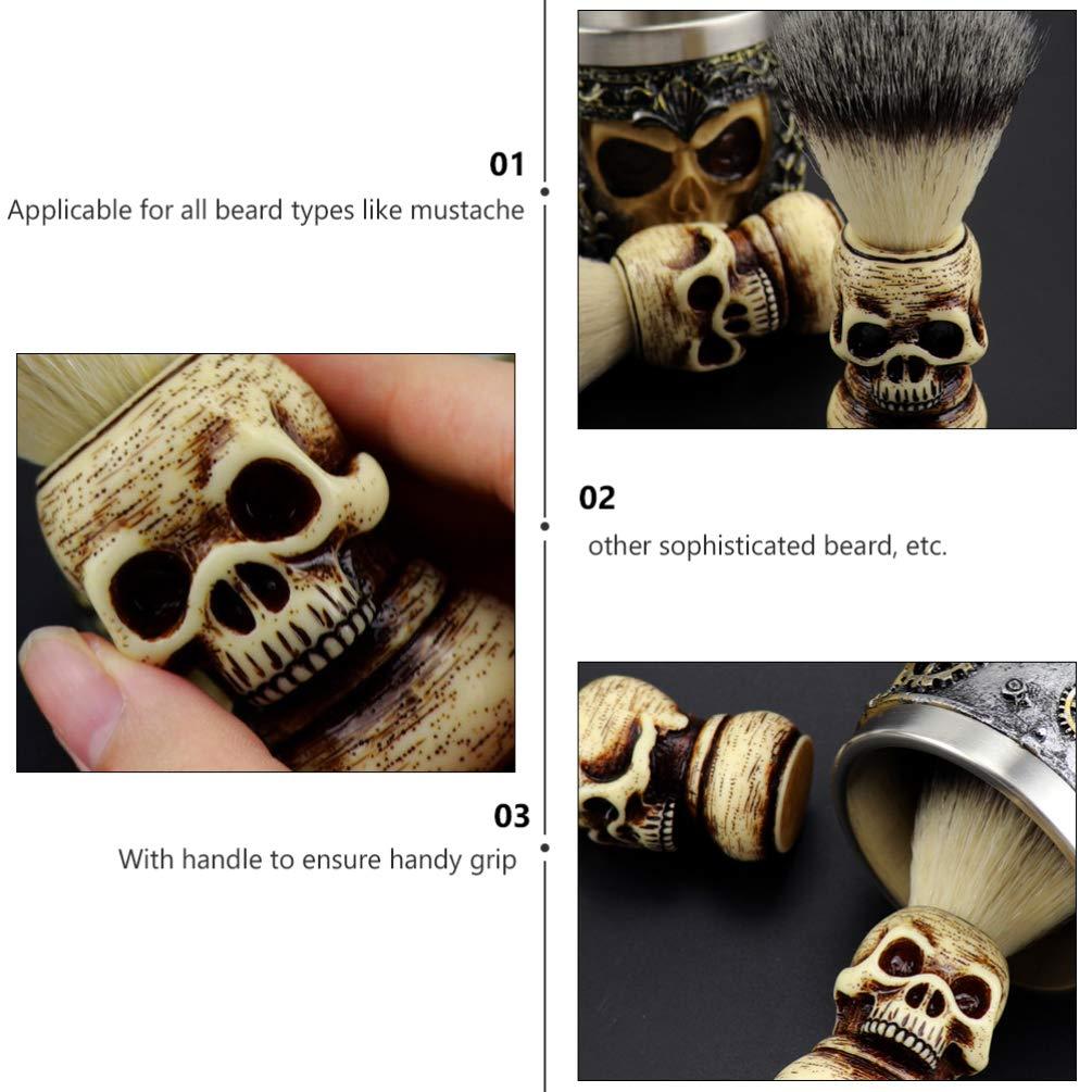 Beaupretty Beaupretty Skull Head Pattern Beard Brush Grooming Kit for Men Shaving Brush Facial Cleaning Tool