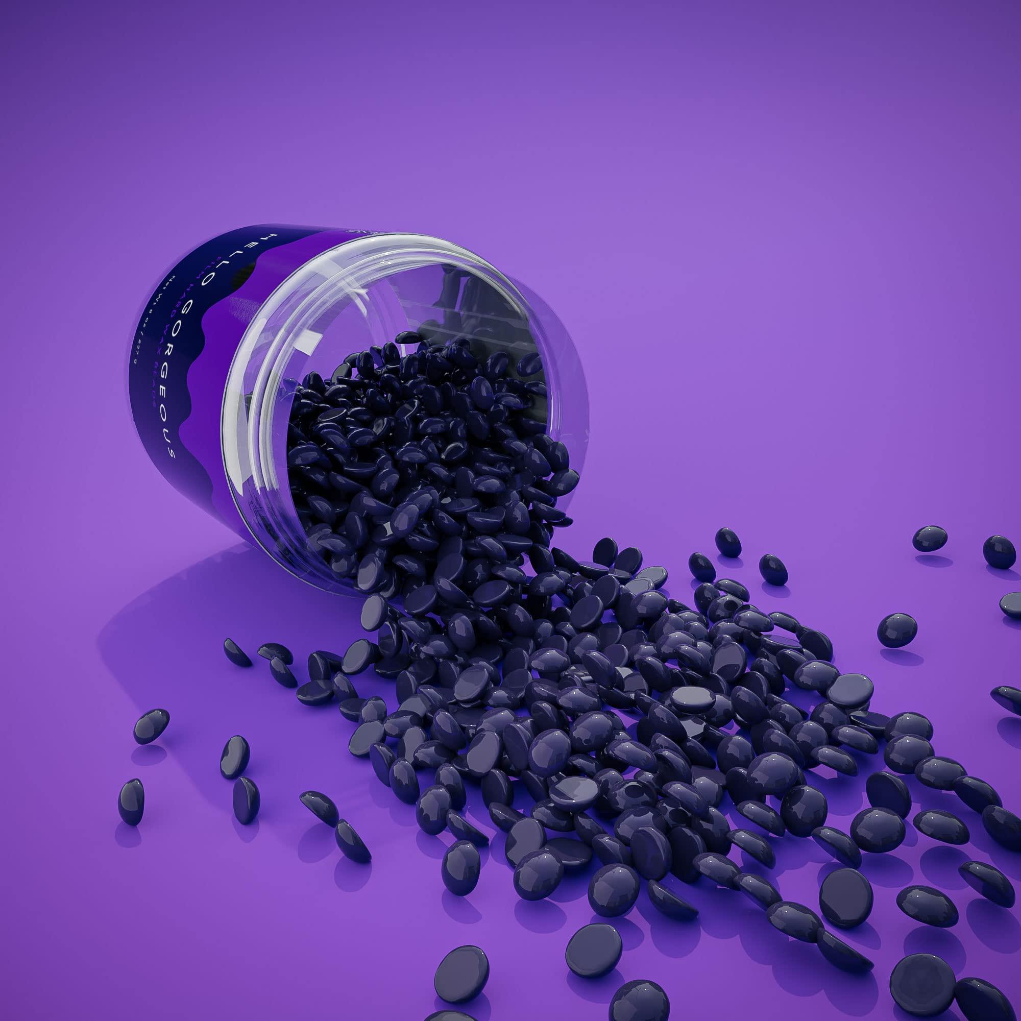 Miss Cire Miss Cire Purple Hard Wax Beads - Painless Hair Removal Peel-Off Wax - No Strips Needed - Low melting Point - Gel Like Consistency - For Face and Body - Hello Gorgeous - For Sensitive Skin - 8oz