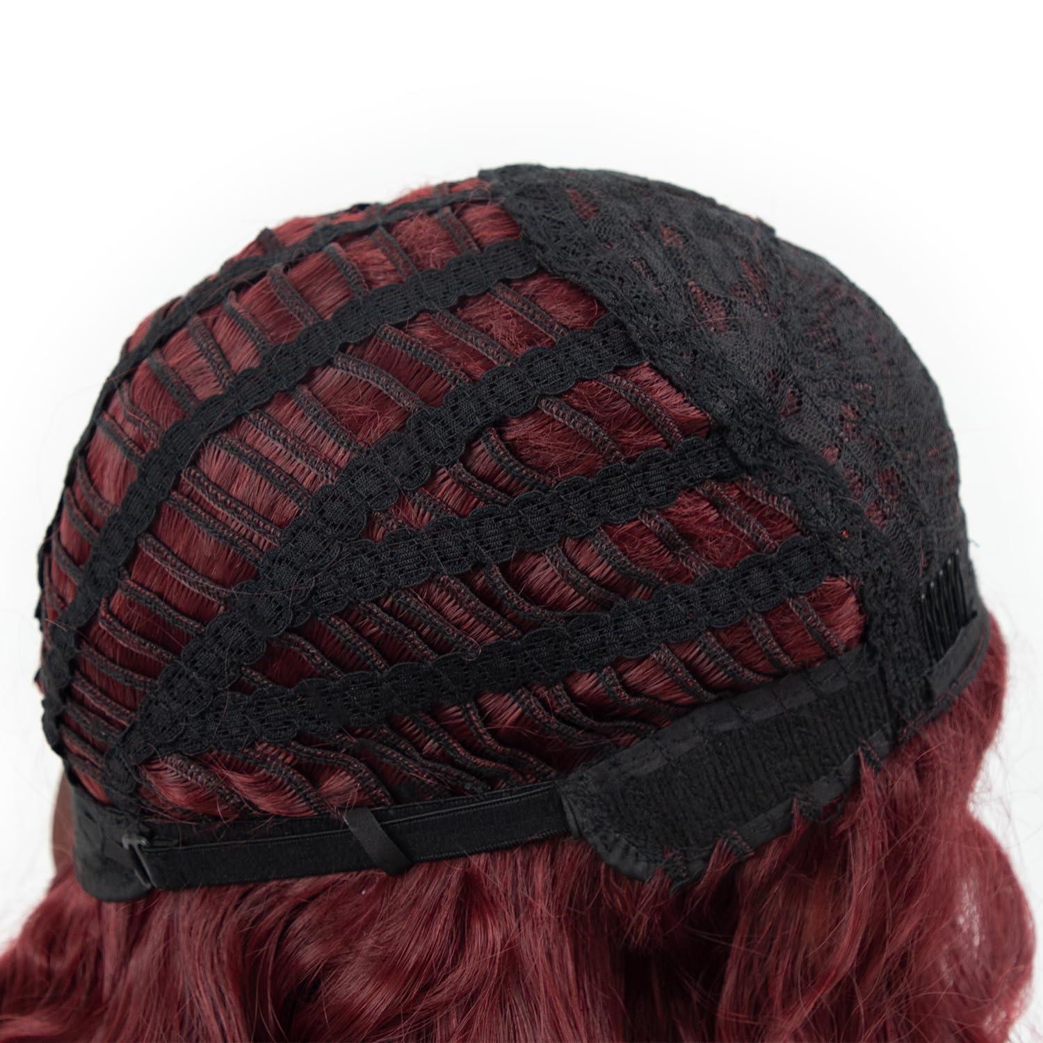 Fencca Fencca Burgundy Long Curly Wigs for Women Heat Synthetic Wig Wine Red Wavy Long Curly Hair Wig