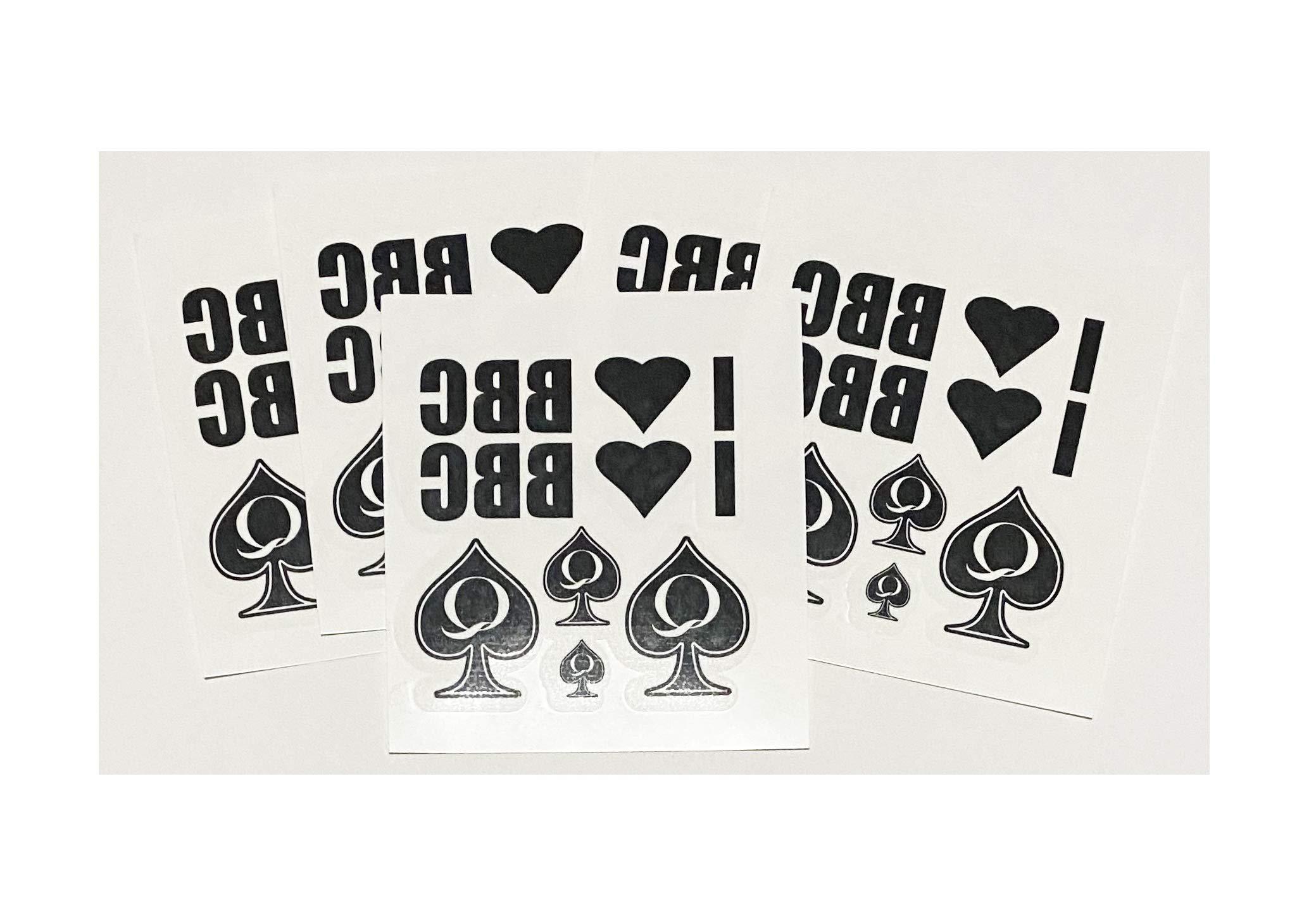 SpadesCastle 5 Sheets of Temporary Tattoos I Love BBC and QoS Queen of Spades 30 Total Tattoos