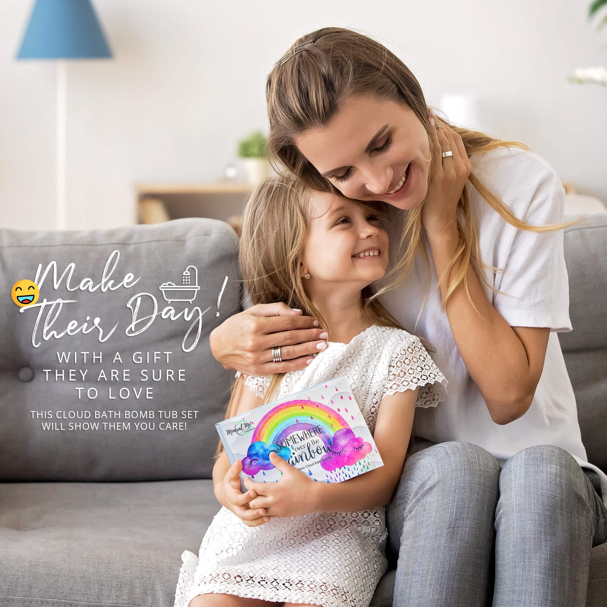 Mineral Me California Rainbow Bath Bombs Gift Set and Mermaid Bath Bombs for Girls with Jewelry Inside Plus Jewelry Box - Family Pack