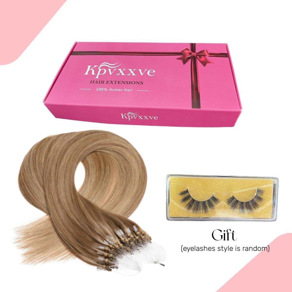 Kpvxxve Kpvxxve Micro Link Hair Extensions Human Hair #8/18 Ash Brown with Blonde Ombre Short Hair 14 Inch Micro Loop Human Hair Extensions 50g 1g/s Microbeads Hair