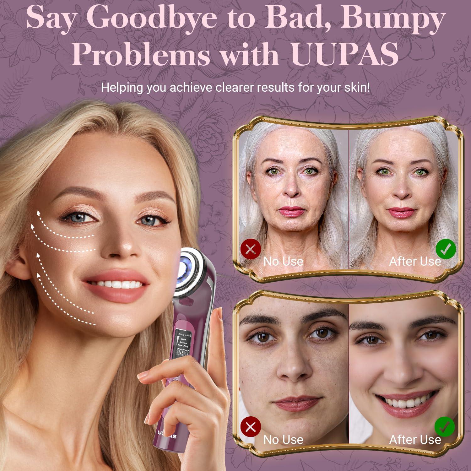 UUPAS Smart Photon Micro-Current Device - UUPAS LED Red Blue Light Therapy Wand Device for Face - Microcurrent Facial Device