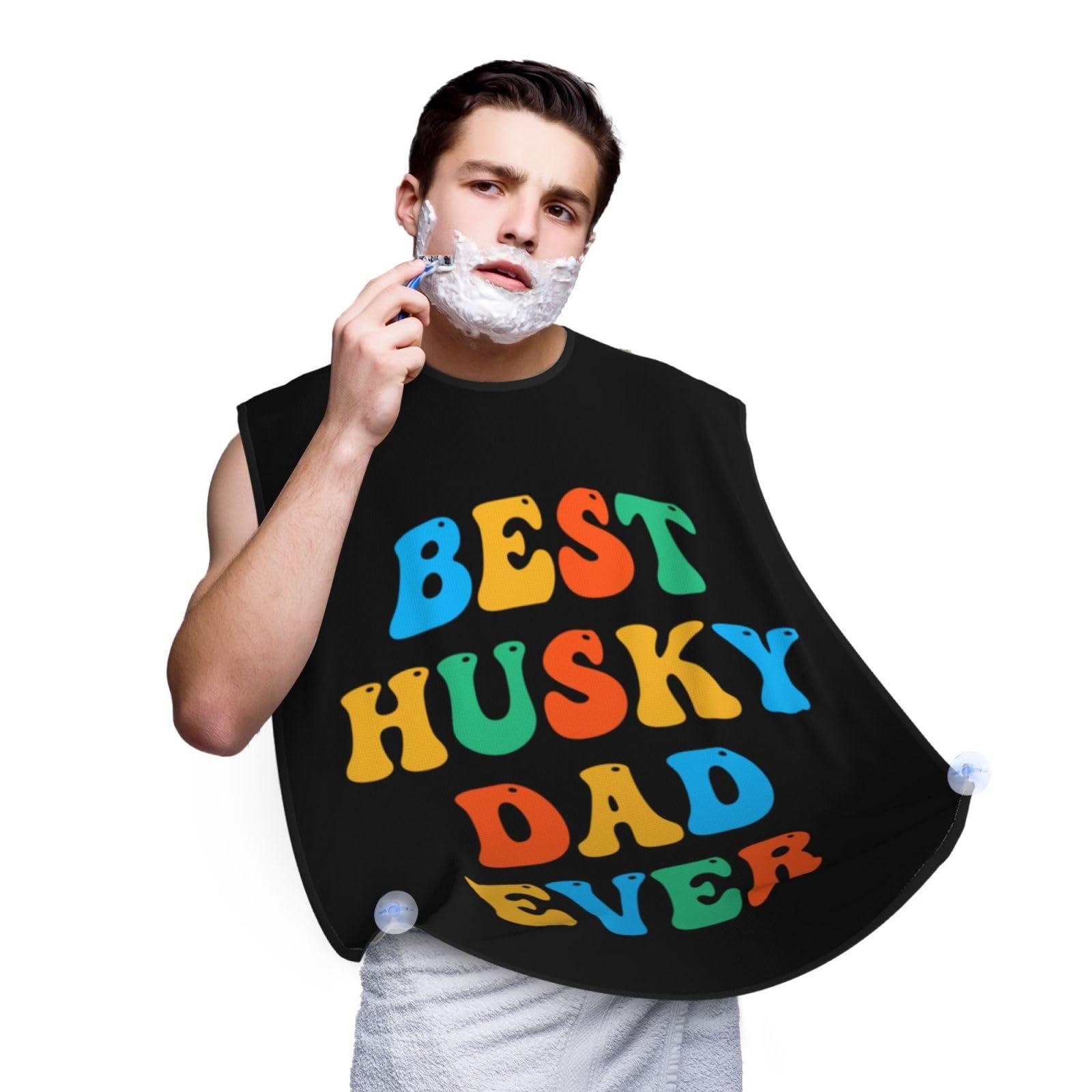 ZKLCRYTR ZKLCRYTR Best Husky Dad Ever Men\'s Beard Bib Apron Waterproof Smooth Surface Beard Apron Durable Foldable Beard Hair Men\'s Gift