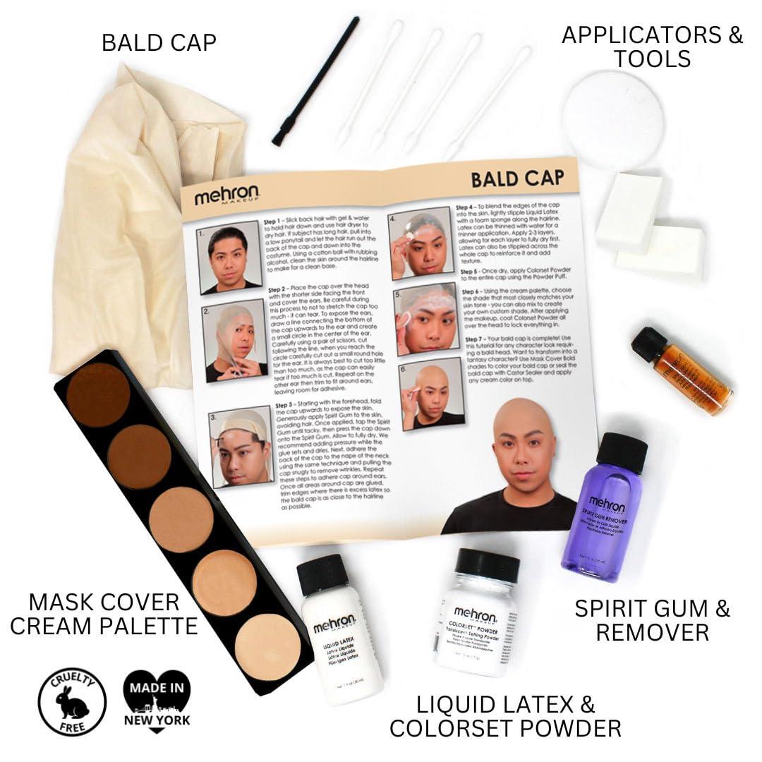 Mehron Mehron Makeup Premium Character Kits| Makeup Kits for Halloween & Cosplay| Made in the USA | Complete Makeup Kit | Includes all Makeup, Tools, & Instructions on How to Create the Look | (Bald Cap)