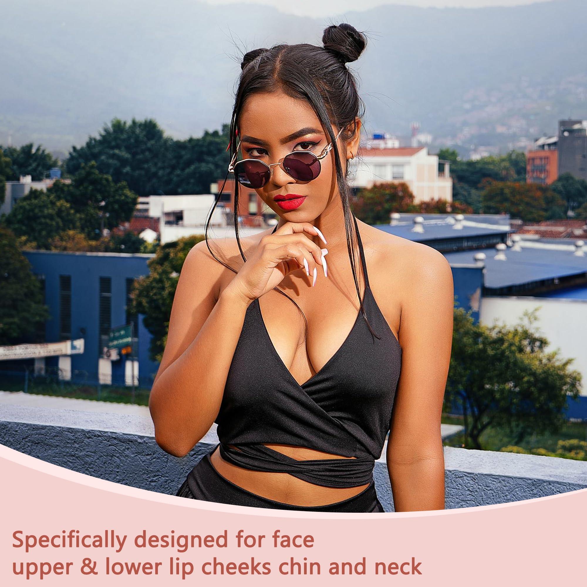 EVIEY Facial Hair Remover for Women - as Seen on TV Painless Face Shaver - Electric Hair Removal Device for Face Lips Peach Fuzz with Light (White)