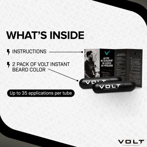 VOLT VOLT Grooming Instant Beard Color ECO 2 Pack Refill - Smudge and Water Resistant Quick Drying Brush on Color for Beards, Mustaches, and Eyebrows, Onyx (Black)