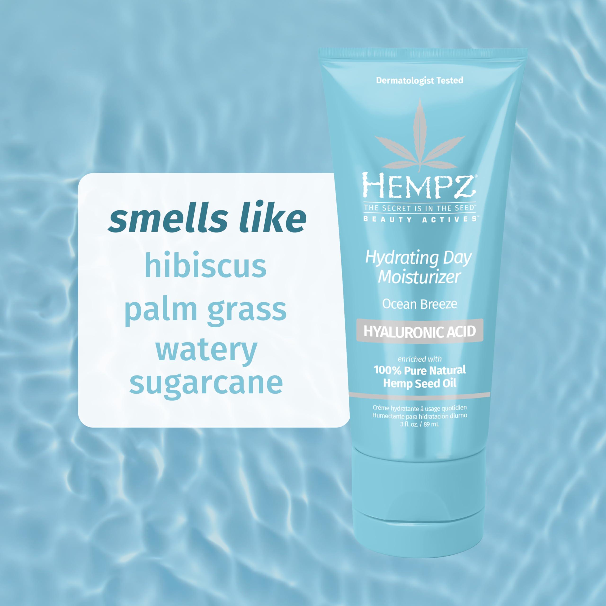 Hempz Hempz Ocean Breeze Hydrating Daily Moisturizer - Hydrating Day Cream Rich with Minerals, Vitamin C, & Hempseed Oil to Hydrate & Repair Extremely Dry or Sensitive Skin, for Face & Body, 3 Oz
