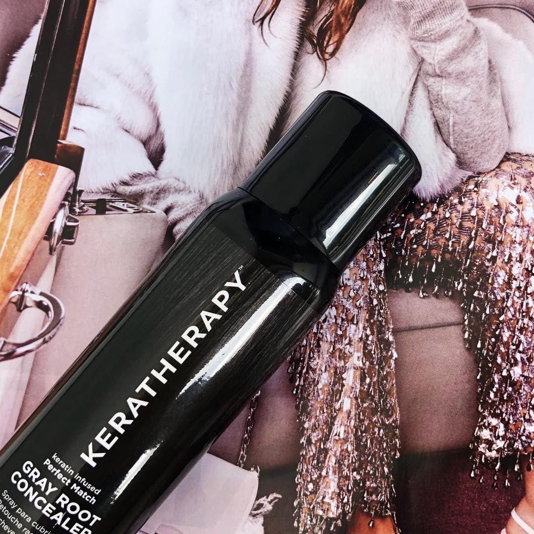 KERATHERAPY Keratherapy Keratin Infused Perfect Match Gray Root Concealer Spray, Dark Brown, 3 oz, 118 ml - Root Cover Up Spray to Hide Gray Roots - Keratin Therapy Hair Darkening & Temporary Scalp Concealer