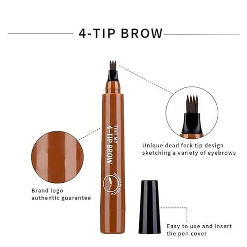 Yipane Lightsbetter Waterproof Brow Pen, Tint My 4 Tip Brow Waterproof, 4 Tipped Precise Brow Pen, Microblading Eyebrow Pen 4 Fork Tip Tattoo Pencil (4#)