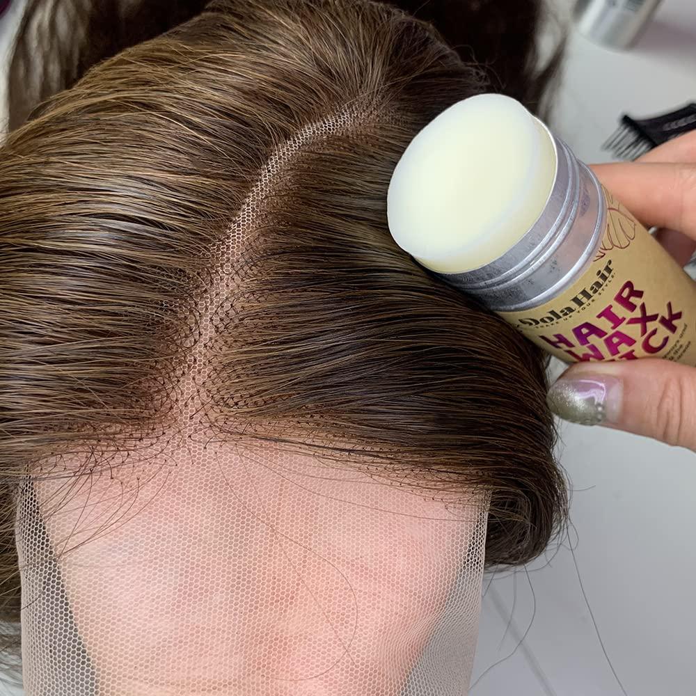 Dolahair Dolahair Hair Wax Stick for Flyaways, Women, and Kids - Hair Pomade Stick (1 Pack with 2 Bands and 2 HD Wig Caps)
