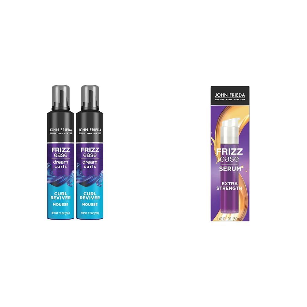 John Frieda John Frieda Frizz Ease Curly Hair Reviver Mousse for Enhanced Curls and Soft Flexible Hold, with Nourishing Hair Oil and Hair Serum for Frizz Control