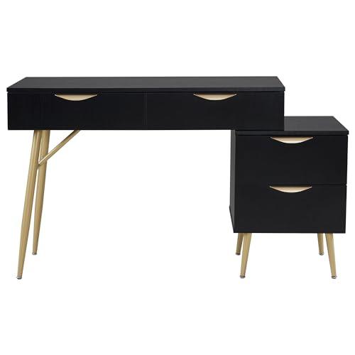 BarberPub BarberPub Salon Spa Station for Hair Stylist, Barber Station with Metal Support Legs and Golden Handles, Wall Mount Styling Cabinet, Beauty Storage Organizer 3174 (Black)