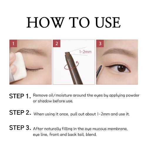 BBI@ BBIA BBIA Last Auto Gel Eyeliner SLIM 5 Colors Ultra-Fine Waterproof Mechanical Gel Eye Liner Pencil Smudge-Proof Easy Drawing Smooth Gliding Texture Vegan Korean Eye Makeup (S3 MUTE BROWN SLIM R)