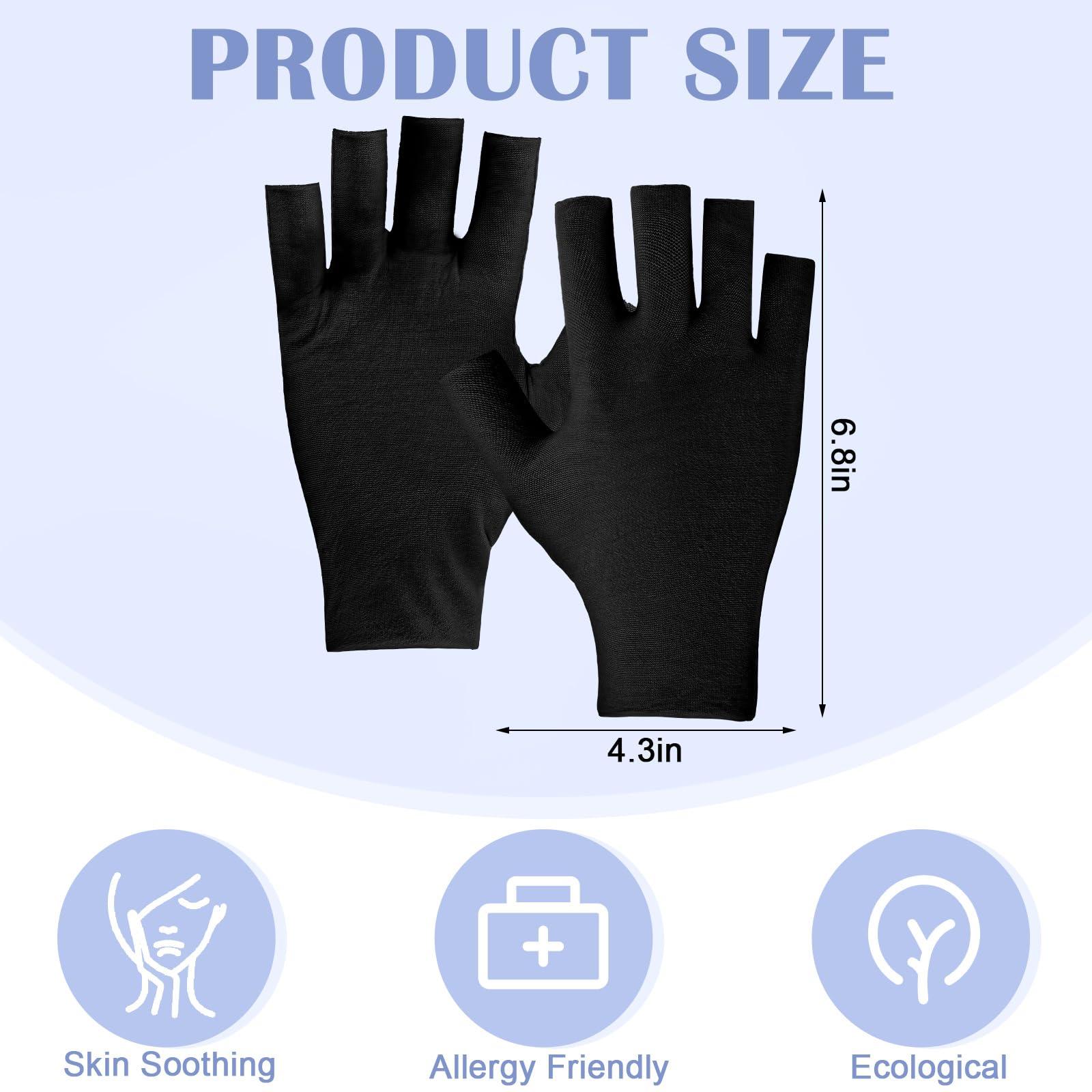 Geyoga Geyoga 6 Pairs Fingerless Moisturizing Gloves Eczema Cotton Gloves for Adults Half Finger Touchscreen Lotion Overnight Dry Hands for Women Sleeping(Black)