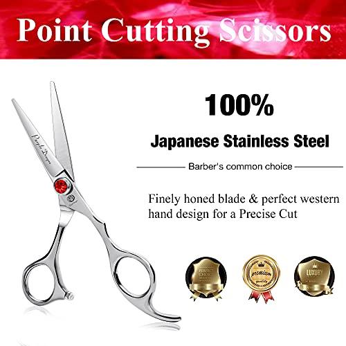 Purple Dragon Purple Dragon 4.5/5.0 inch Silver Barber Hair Cutting Scissors/Shears with Bag- Perfect for Professional Hairstylist, Hairdresser (5.0 inch)