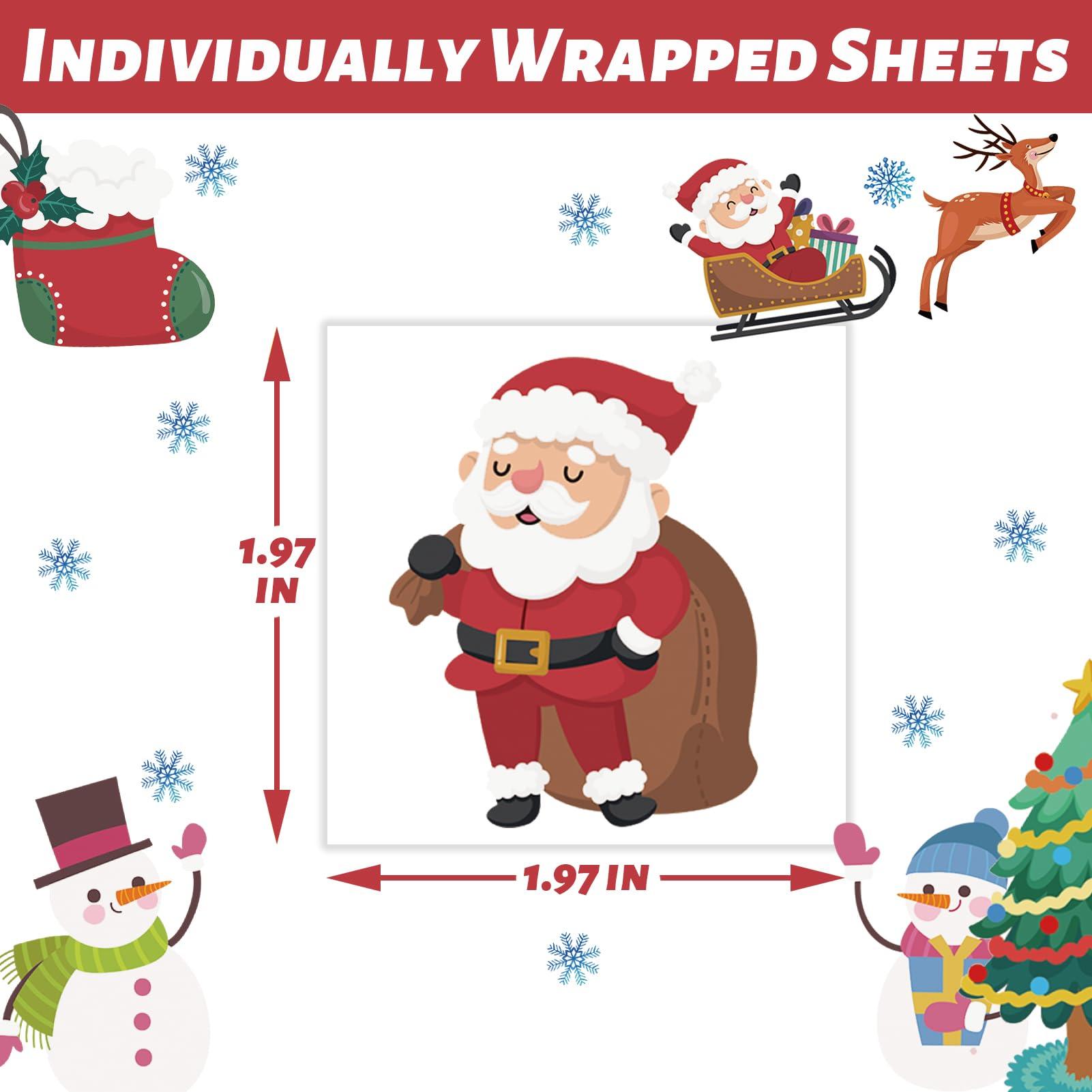 winthrop winthrop 240 Pcs Bulk Christmas Temporary Tattoos for Kids, Individually Wrapped Waterproof Safety Tattoos Stickers, Best Choice for Christmas Goody Bag Stuffers, 60 Different Designs Snowman Santa