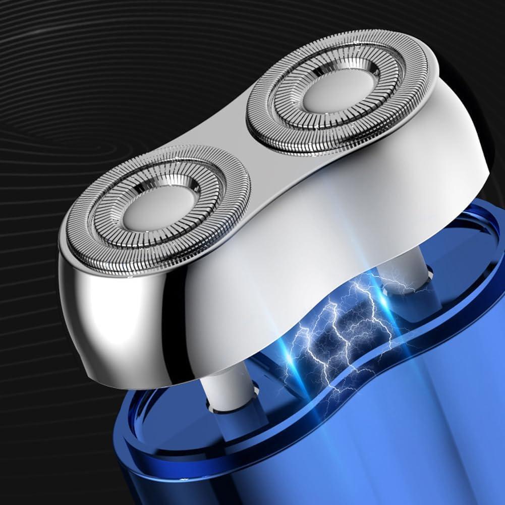 LEROON New Model Mini Dual-Head Electric Shaver, Mini Dual Head Electric Shaver, Mini Portable Electric Shaver, 2025 New Mini Razor Dual Head Portable, Double Head Razor (Blue+Silver)