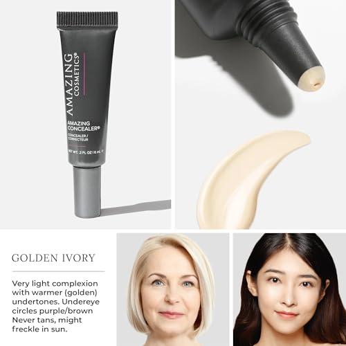 AmazingCosmetics AmazingCosmetics Amazing Concealer, multipurpose full coverage concealer, 0.2 Oz, Golden Ivory
